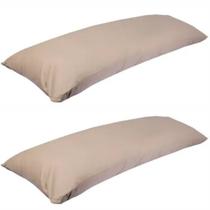 Kit 2 Travesseiro De Corpo Com Fronha 100% Algodão Fibra Siliconada Caqui Kit 2 Travesseiro De Corpo Com Fronha 100% Algodão Fibra Siliconada Caqui