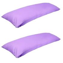 Kit 2 Travesseiro De Corpo Com Fronha 100% Algodão Fibra Siliconada Lilás Kit 2 Travesseiro De Corpo Com Fronha 100% Algodão Fibra Siliconada Lilás