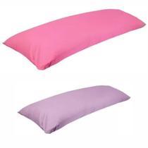 Kit 2 Travesseiro De Corpo Com Fronha 100% Algodão Fibra Siliconada Pink Lilas - CasaHome