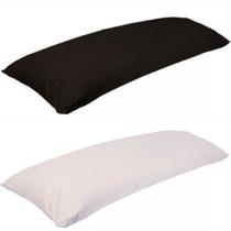 Kit 2 Travesseiro De Corpo Com Fronha 100% Algodão Fibra Siliconada Preto Branco Kit 2 Travesseiro De Corpo Com Fronha 100% Algodão Fibra Siliconada Preto Branco