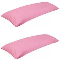 Kit 2 Travesseiro De Corpo Com Fronha 100% Algodão Fibra Siliconada Rosa Kit 2 Travesseiro De Corpo Com Fronha 100% Algodão Fibra Siliconada Rosa