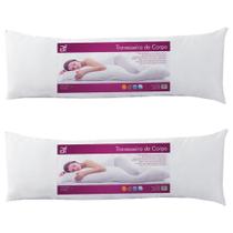 Kit 2 Travesseiro De Corpo Com Fronha Antialérgico Fibra Siliconada Extra Macio BF Colchões - Emcompre