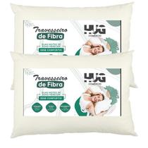 Kit 2 Travesseiro Firme Antialergico 45x65cm extra macio tecido TNT fibra