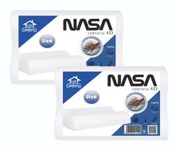 Kit 2 Travesseiro Nasa Cervical D28 Ortopédico Capa 200 Fios Repelente a Líquido Lar Conforto