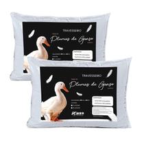Kit 2 Travesseiro Penas e Plumas De Ganso 70 cm x 50 cm Macio Sintético