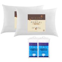 Kit 2 Travesseiro Percal 180 Fios 50x70 Branco Ninara e 2 Capa Protetora Proteg Percal 50x70 Kit 2 Travesseiro Percal 180 Fios 50x70 Branco Ninara e 2 Capa Protetora Proteg Percal 50x70