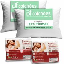 Kit 2 Travesseiro Percal 180 Fios Fibra Siliconada 50x70 + 2 Protetor de Travesseiro 100% Algodão Impermeável BF Colchões Kit 2 Travesseiro Percal 180 Fios Fibra Siliconada 50x70 + 2 Protetor de Travesseiro 100% Algodão Impermeável BF Colchões