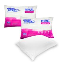 Kit 2 Travesseiro Percal Suporte Firme 100% Fibras Siliconadas Antialérgico 50x70cm