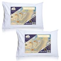 Kit 2 Travesseiro Pluma de Ganso Descanso Antiacaro 70x50cm
