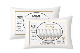 Kit 2 Travesseiro Premium Pena de Ganso 70cm x 50cm Antialérgico