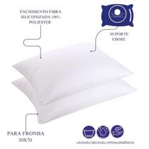 Kit 2 Travesseiro Suporte Firme 50x70 Branco Ninara