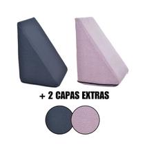 Kit 2 Travesseiro Triangular Encosto Espuma Antirefluxo Apoio Costas Anatômico Leitura + Capa Extra