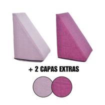 Kit 2 Travesseiro Triangular Encosto Espuma Antirefluxo Apoio Costas Anatômico Leitura + Capa Extra