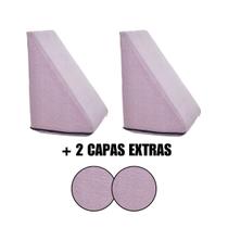 Kit 2 Travesseiro Triangular Encosto Espuma Antirefluxo Apoio Costas Anatômico Leitura + Capa Extra