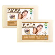Kit 2 Travesseiro Visco Elástico Nasa Cervical 50 X 70 X 13cm Bege