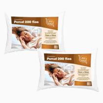 Kit 2 Travesseiros 100% Algodão Percal 200 Fios Fibra Siliconizada Antialérgico 70 x 50cm Casa dona Kit 2 Travesseiros 100% Algodão Percal 200 Fios Fibra Siliconizada Antialérgico 70 x 50cm Casa dona