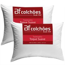 Kit 2 Travesseiros 50x70cm Antialérgico Lavável Fibra Siliconada Macio - BF Colchões Kit 2 Travesseiros 50x70cm Antialérgico Lavável Fibra Siliconada Macio - BF Colchões