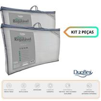 Kit 2 Travesseiros Altura Regulável Natural Látex Premium Duoflex - Espuma Látex Natural - Capa Fixa 100% Algodão com Zíper - Percal 230 Fios