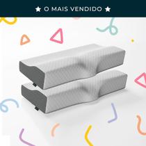 Kit 2 Travesseiros Cervical NASA Coluna Relax Suporte Ergonômico com Carvão Ativado e Elevação Lateral para Suporte Adicional