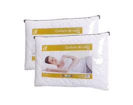 Kit 2 Travesseiros Conforto Látex Slim + Capa Percal 180 Fios Zíper