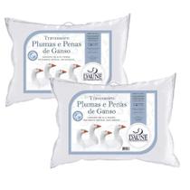 Kit 2 Travesseiros Daune 50% Penas e 50% Plumas de Ganso - 50x70 cm