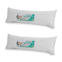 Kit 2 Travesseiros de Corpo Juntinho 1,30x0,40m em Fibra Soft Siliconada Antialergico Antimofo - Cel