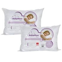 Kit 2 Travesseiros de Flocos Confortável Softpillow Basic - 43x62x15cm