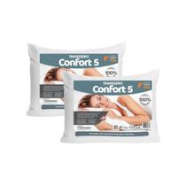 Kit 2 Travesseiros Faiber Flex Confort 5 Alto Antialérgico