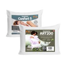Kit 2 Travesseiros Faiber Flex Confort 5 e ART200 Percal