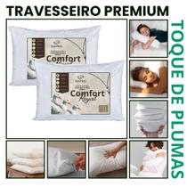 Kit 2 Travesseiros Luxo Confort Royal Toque de Plumas Linha Hotelaria 850g Kit 2 Travesseiros Luxo Confort Royal Toque de Plumas Linha Hotelaria 850g