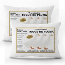 Kit 2 Travesseiros Micro Percal 200 fios 70x50 Lavável Antialérgico Soft Hipoalergênico Alto Macio Confortável Plumas