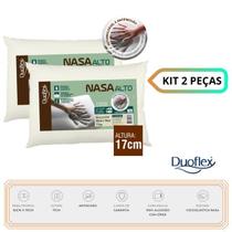 Kit 2 Travesseiros Nasa Alto Duoflex Antiácaro - Com capa Malha 100% Algodão c/ Zíper