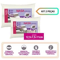 Kit 2 Travesseiros Nasa Cervical Duoflex - Formato Anatômico - Capa Plush 100% Algodão C/ Zíper