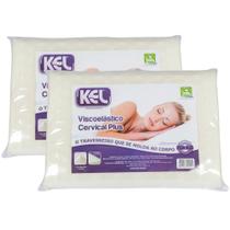 Kit 2 Travesseiros Nasa Cervical Plus Viscoelástico Kel 42 x 60 x 11,5cm Poliuretano