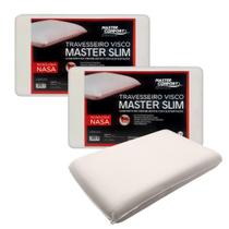 Kit 2 Travesseiros Nasa Viscoelástico Master Slim Macio Sono 50x70cm