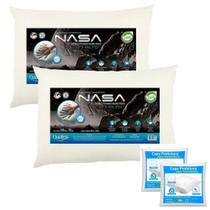 Kit 2 Travesseiros Nasa-x Alto Original Duoflex Antialérgico + 2 Capas Protetora
