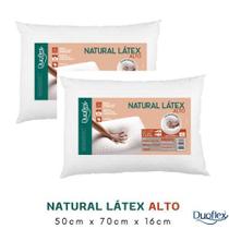 Kit 2 Travesseiros Natural Látex Alto C/ Capa Removível Antiácaros Duoflex LN1109