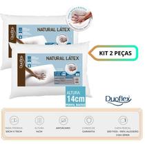 Kit 2 Travesseiros Natural Látex Baixo 14cm Duoflex - Capa Percal 200 fios 100% Algodão com Zíper - Antiácaros, Fungos e Bactérias