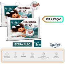 Kit 2 Travesseiros Natural Látex Extra Alto Duoflex - Maior Conforto Térmico - Não Deforma - Lavável