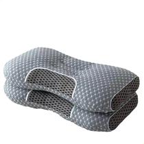 KIT 2 Travesseiros Ortopédicos Fino Cervical Relaxante Cinza