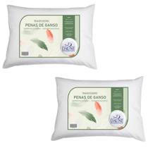 Kit 2 Travesseiros Penas 50% e Fibras 50% Com Capa