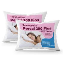 Kit 2 Travesseiros Percal 200 Fios - 100% Algodão - 70X50 - PERFIL ALTO - LAURABABY