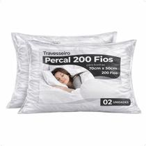 Kit 2 Travesseiros Percal 200 Fios Toque Suave Conforto 70x50 Hotel Luxo Maciez Kit 2 Travesseiros Percal 200 Fios Toque Suave Conforto 70x50 Hotel Luxo Maciez