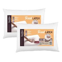 Kit 2 Travesseiros Real Látex Alto Lavável Antiácaro Macio Duoflex