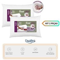 Kit 2 Travesseiros Real Látex Baixo Duoflex - Antiácaro - Espuma Natural - Capa Dry Fresh 100% Poliéster