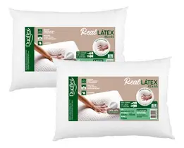 Kit 2 Travesseiros Real Látex Duoflex 45x65x13cm