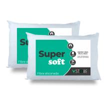 Kit 2 Travesseiros Soft Antialérgico Fibra Siliconada Branco - Vstore