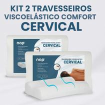 Kit 2 Travesseiros Viscoelástico Ortopédico Comfort Cervical Espuma Macio Antiácaro Moderno