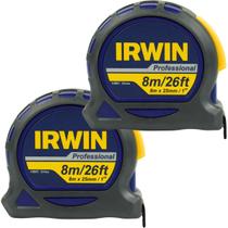Kit 2 Trena de Aço 8 Metros com Imã trava Emborrachada Profissional Irwin IW13951