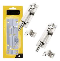 Kit 2 Trinco Ferrolho Redondo 90mm Aço Inox Para Portas